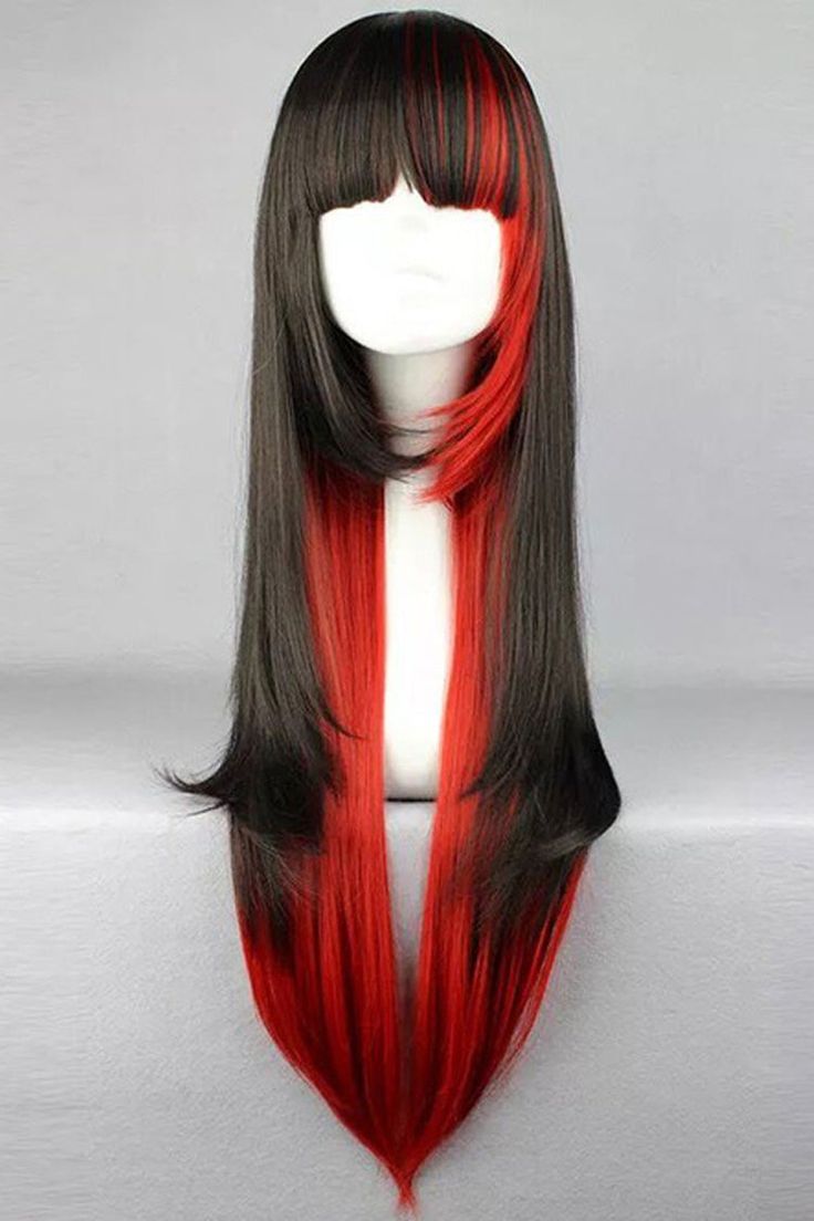 SKU: LIN01877 Fabric: Heat Resistant Fiber Style types: Gothic Lolita Season: Spring, Summer, Autumn, Winter Include: Wig*1(Any of the accessory is not included.) Black And Red Cosplay Wig, Black Red Hair, Style Types, Goth Hair, Spring Summer Autumn Winter, Hair Stylies, Long Straight Hair, Cut My Hair, Love Hair