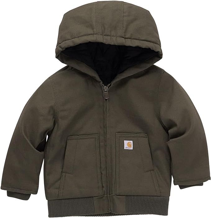 Amazon.com: Carhartt Baby Boy's Insulated Hooded Canvas Zip-Up Jacket, Olive Green: Clothing, Shoes & Jewelry Carhartt Baby Boy, Disney Baby Clothes, Knit Sleeve, Boys Coat, Kids Branding, Carhartt Mens, Kids Jacket, Baby Boy Outfits, Toddler Boys