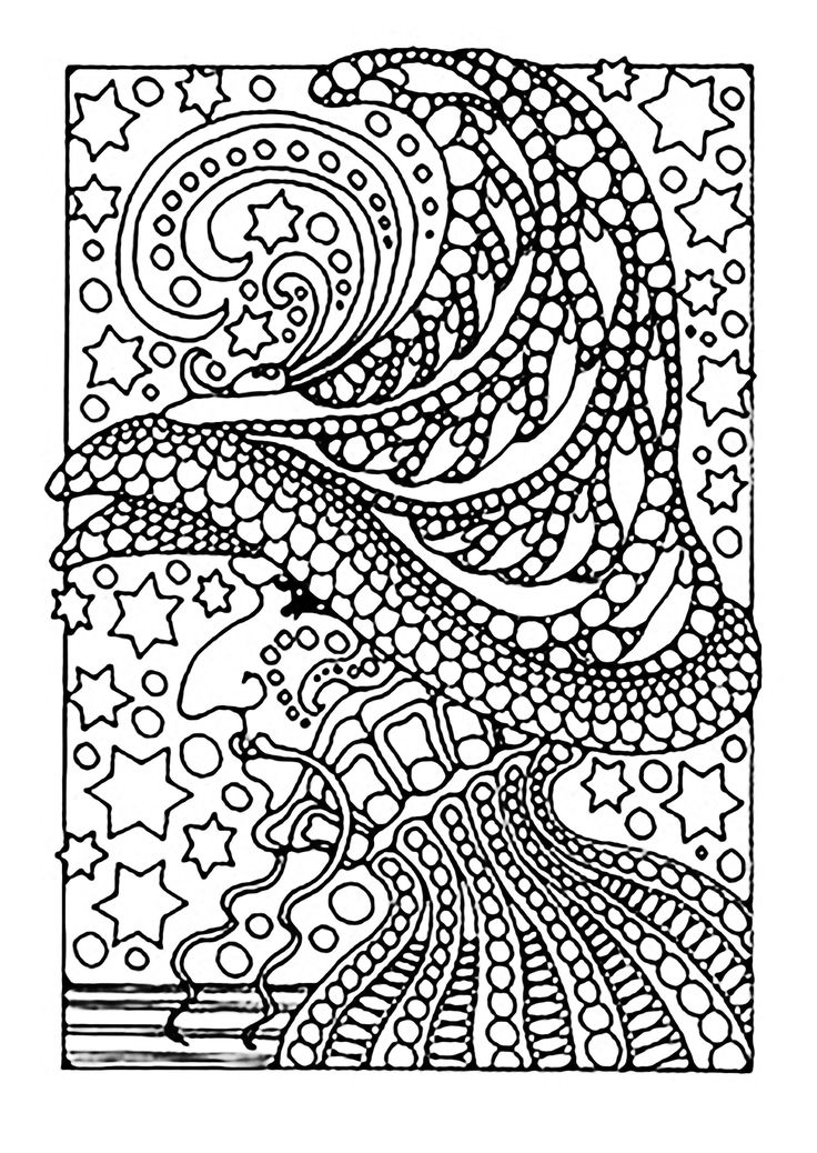 a black and white coloring page with an abstract design in the middle, on top of a