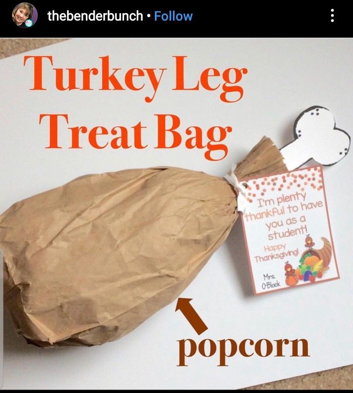 a turkey leg treat bag with a tag attached to it and a brown paper bag next to it