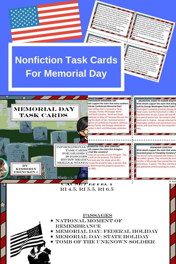 the memorial task cards for memorial day