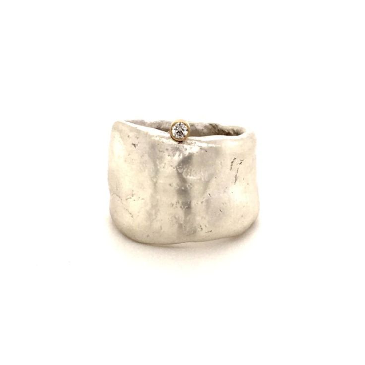 Sterling Silver Mystic Wide band with 2.5 Diamond - Chikahisa Studio Wabi Sabi Philosophy, Popular Rings, Polish Silver, Ring Sizer, Jewelry Inspo, Wide Bands, Quality Diamonds, Metal Bands, White Diamond