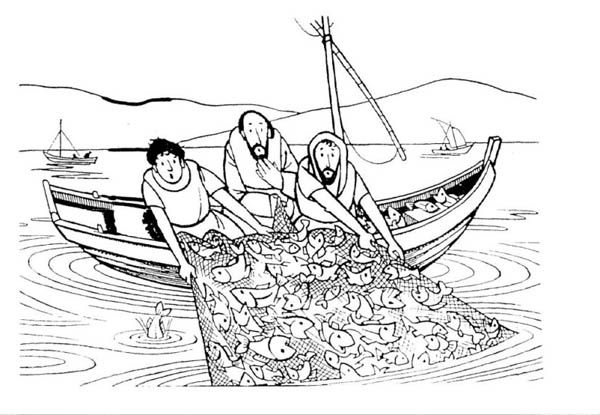 Disciples Catch Fish Coloring Page