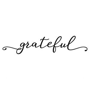 the word grateful written in cursive writing on a white background with black ink