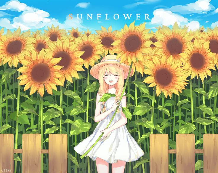 a girl standing in front of a field of sunflowers