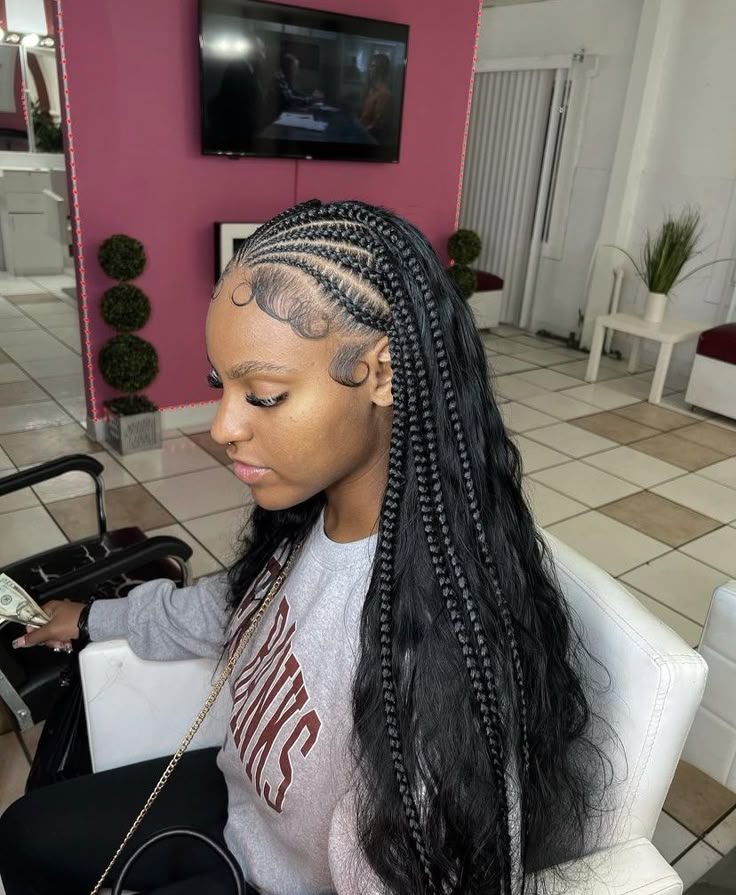 Curly Hair Sew In, Weave Hairstyles Braided, Braided Hairstyles For Black Women Cornrows, Sew In Hairstyles, Big Box Braids Hairstyles, Cute Braided Hairstyles, Box Braids Hairstyles For Black Women, Quick Weave Hairstyles, Stitch Braids