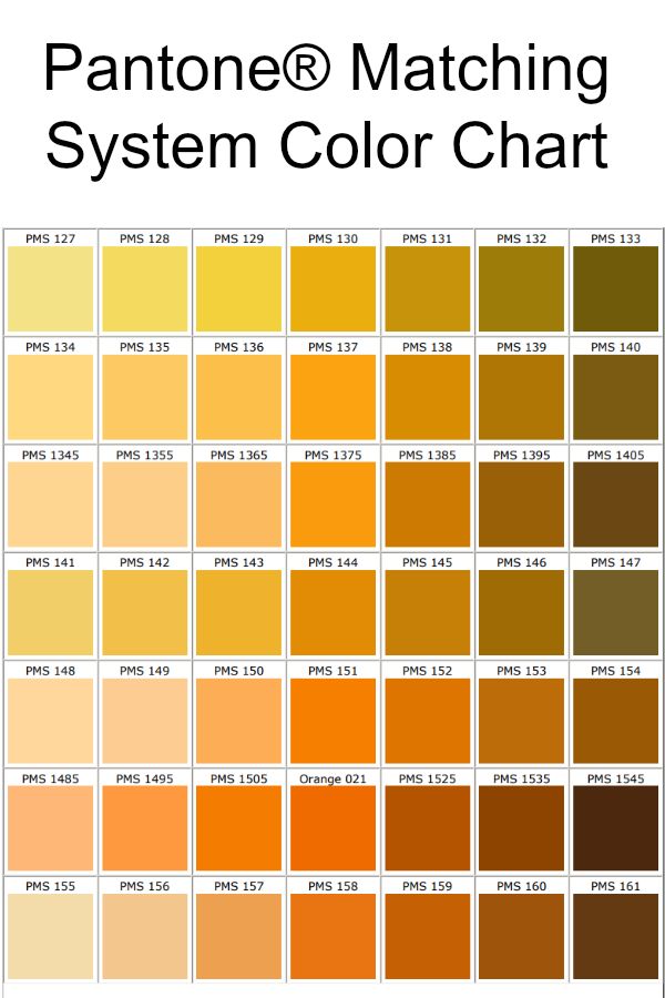 the pantone matching system color chart is shown in orange, yellow and brown colors