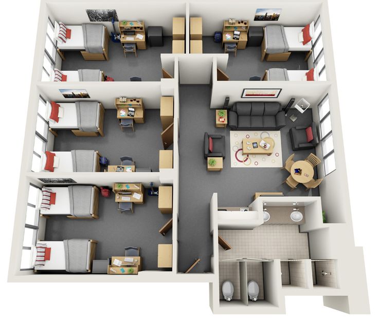 two bedroom apartment floor plan with living room, kitchen and dining area at the top