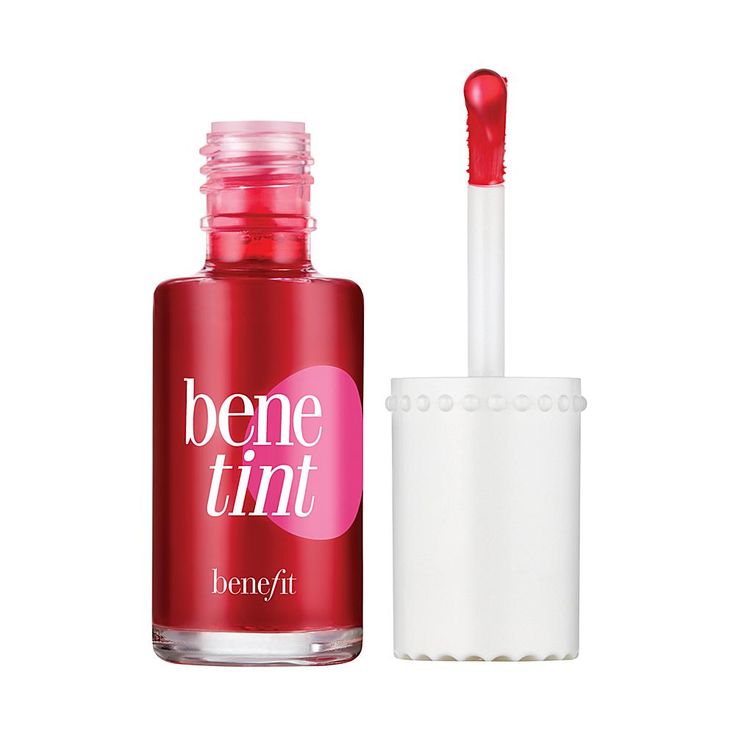 Benefit Cosmetics Benetint Lip and Cheek Stain What It Is This original rose-tinted stain is a see-through color for lips and cheeks that lasts. What You Get .2 fl oz. Benetint Cheek and Lip Stain What It Does Sheer and sexy on all complexions Gives an innocent yet provocative look Long-lasting wear How to Use Brush three strokes on the apples of your cheeks and blend quickly with fingertips. Dab on lips and blend. Repeat for a deeper rush of color. BEAUTY TIP: Wear under high beam (sold separat Lip Tint Benefit, Benefit Benetint, Best Lip Stain, Mini Mascara, Blush On Cheeks, Cheek Stain, Dior Addict, Eye Makeup Remover, Benefit Cosmetics