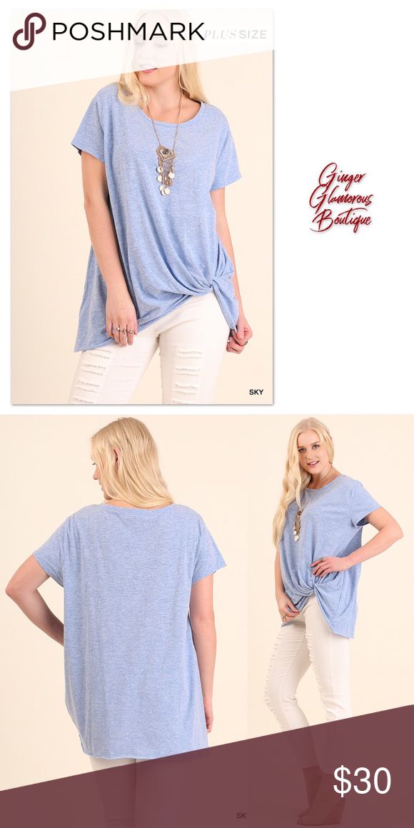 ✨NEW: (Plus) Basic Top w/ Gathered Hem STYLE: Casual  PATTERN TYPE: Solid  MATERIAL: 55% Cotton / 45% Polyester  FABRIC: “T-Shirt”, Soft  HEMLINE: Gathered + Unfinished  COLOR: Sky  NECKLINE: Jewel  SLEEVE TYPE: Short  BUST:  XL: 44” 1XL: 46” 2XL: 48”  SIZES: XL, 1XL, 2XL  FIT: True to Size Tops Umgee Tops, Hem Style, Basic Tops, Sleeve Type, Style Casual, Polyester Fabric, Types Of Sleeves, T Shirts For Women, Plus Fashion