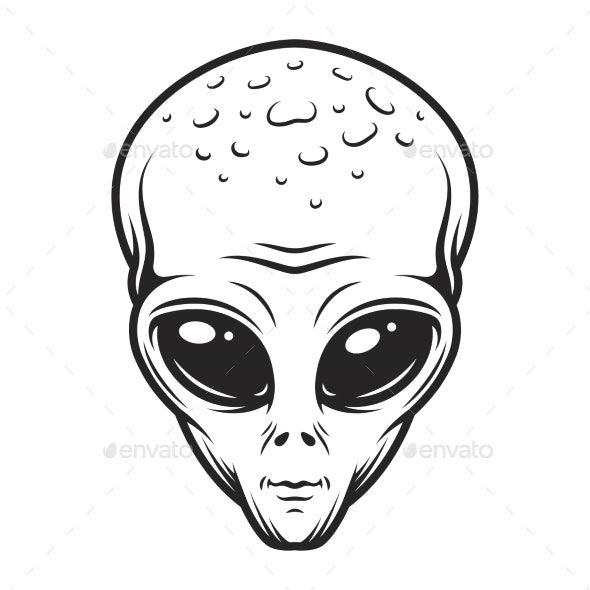 Vintage Monochrome Alien Face Concept | Alien drawings, Alien art ...