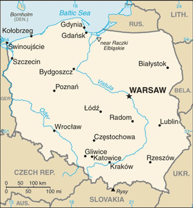 a map of the state of warznaw with all its roads and major cities