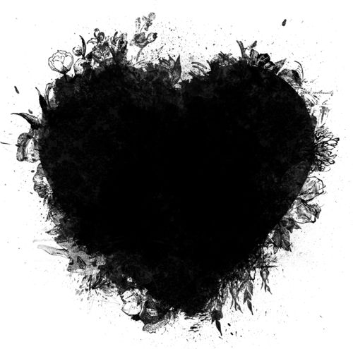 black ink splattered in the shape of a heart