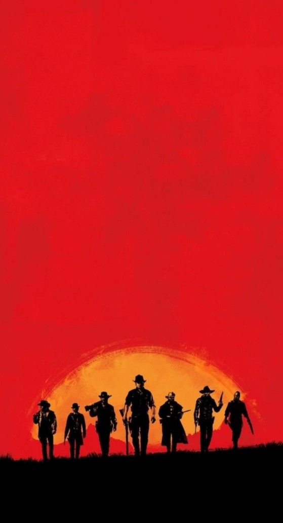 the lone ranger movie poster with silhouettes of men walking in front of an orange sunset