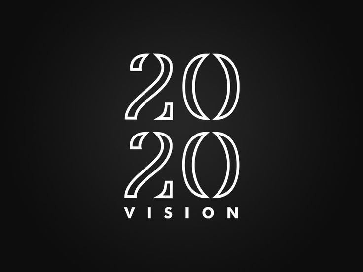 the words vision are written in white on a black background, which reads 20 / 20