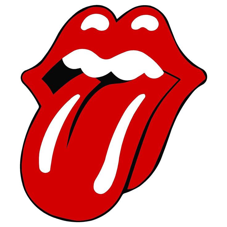 the rolling stones tongue sticker is shown in red and white, on a white background