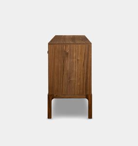 an image of a wooden cabinet on a white background with the door open and it's legs up