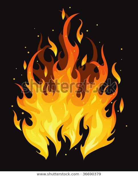 a blazing fire on a black background royalty illustration