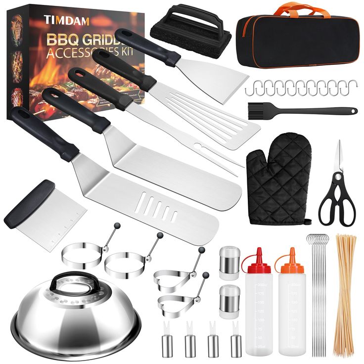 the bbq grill accessory kit includes tongs, spatulas and other accessories