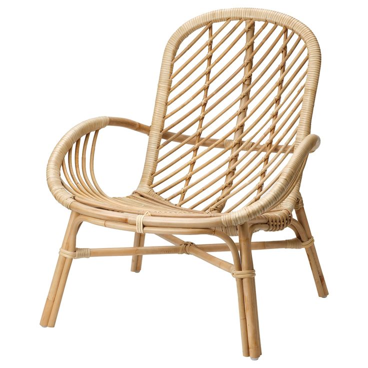 the rattan chair is made from natural wood and has an armrest that matches the seat