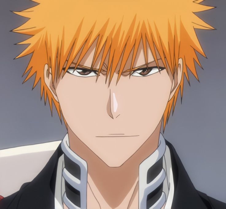 an anime character with orange hair and black jacket