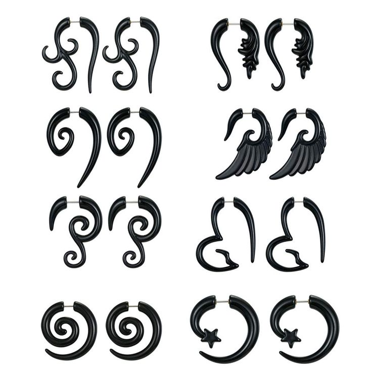 PRICES MAY VARY. Material: made with 316L Stainless Steel & Acrylic Show off your wild side with our Spiral Tribal-Style Fake-Gauge Piercings These are great for those who want the look and style of gauges without having to stretching your ears Item Type :Earrings Gender:Unisex 8 Pairs 16G Graceful Tribal Spiral Fake Gauges Acrylic Ear Tapers Fake Plugs Horn Stud Earrings Set Jewelry Unisex 
 
Feature: 
Material: made with 316L Stainless Steel & Acrylic 
Show off your wild side with our Spiral T Cheap Black Internally Threaded Piercings, Make Polymer Fake Gauge Earring, Spiral Gauges, Surprise For Girlfriend, Gauges Earrings, Tapers And Plugs, Ear Tapers, Fake Gauges, Horn Earrings