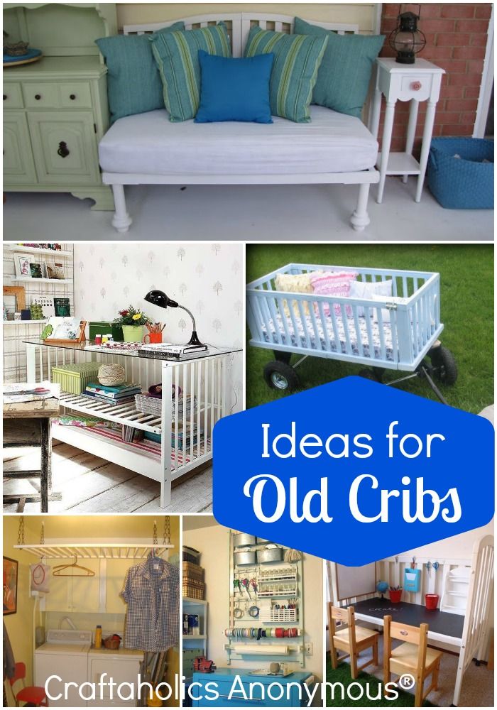 there are pictures of old cribs and other things in the room with them