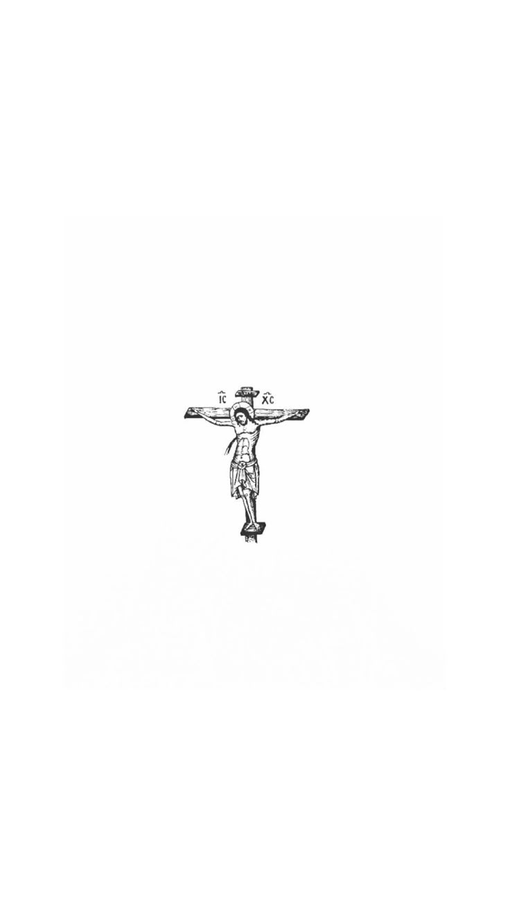 a black and white photo of a person on the cross with his arms spread out