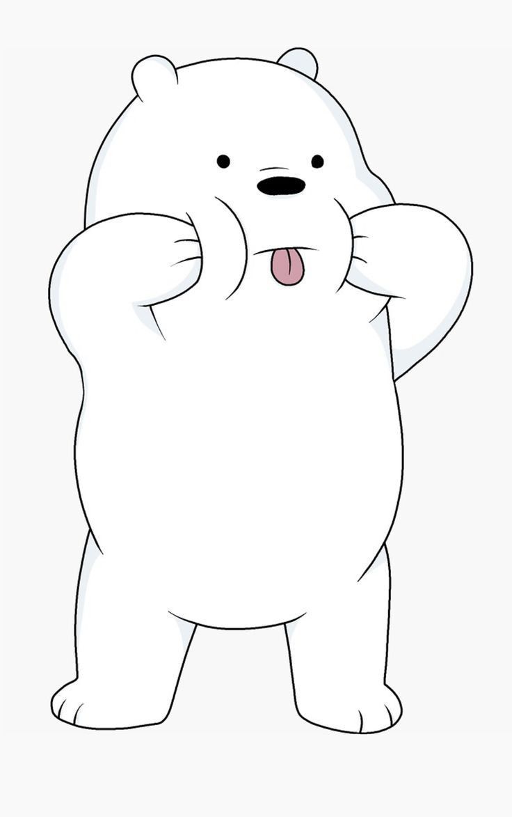 a cartoon polar bear with his arms up