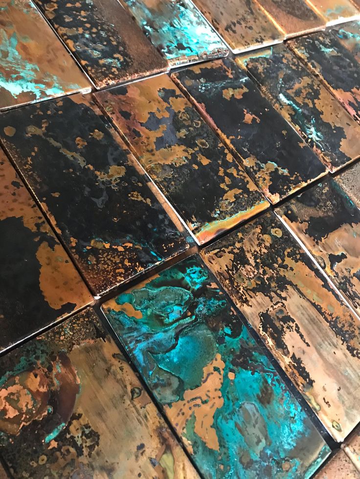 the tiles are all different colors and patterns, but they have rusted ones on them