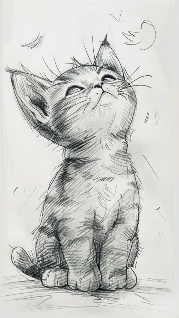 Cat Drawing Anatomy, Cat Drawing Aesthetic, Cat Drawing Black And White, Cat Drawing Base, Black And White Cat Drawing, Drawing Ideas Cat, Cat Drawing For Kids, White Cat Drawing, Cat Drawing Black