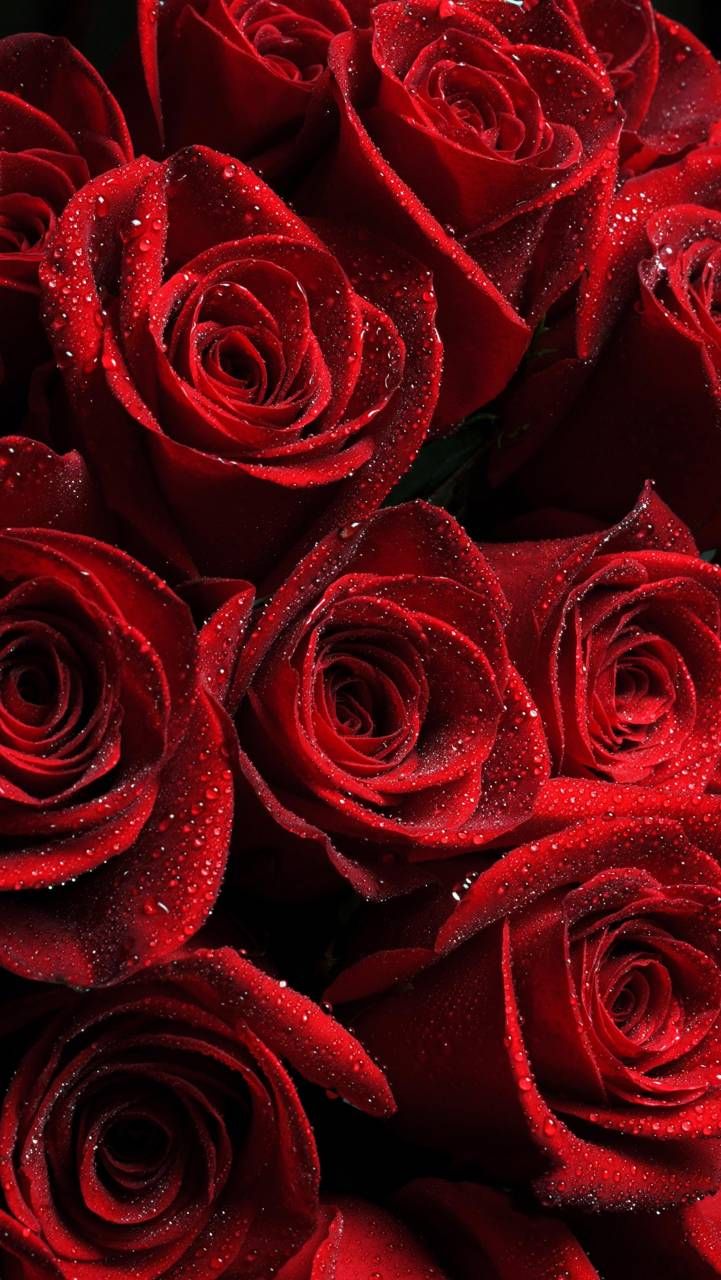 red roses with drops of water on them