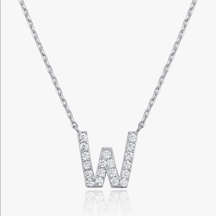 -Letter W- This Listing Is For Letter W 14k White Gold Plated Classic Boho Elegant Cubic Zirconia Initial Necklace Letter Please Let Me Know Below What Letter You Need Monogram Necklace Is A Beautiful Classic Way To Make A Statement! 10mm/0.4" In Height And Is 18" In Length With A 2" Extender. Nickel Free, Lead Free Hypoallergenic. Comes Packaged And Ready For Gift Giving. Makes A Sentimental Gift For A Friend, Daughter, Teacher Mom W Initial Necklace, W Necklace, Diamond Initial Necklace, Teacher Mom, Letter W, Monogram Necklace, Sentimental Gifts, Initial Necklace, Womens Jewelry Necklace