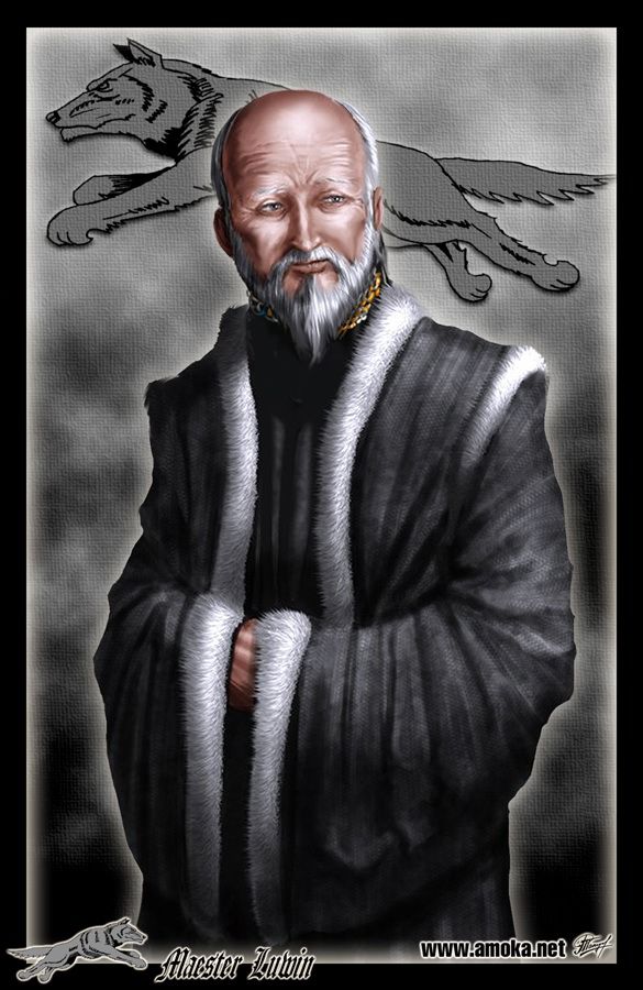 an old man with a goat on his head wearing a black robe and white collar