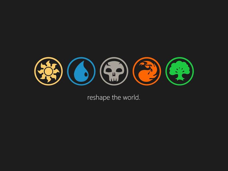 the logo for reshape the world, which features four different colors and symbols