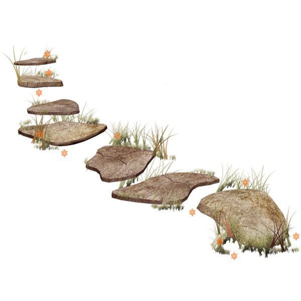 an image of a set of steps made out of rocks and grass with flowers on them