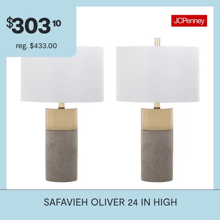 two lamps on sale for $ 30 each with the same price tag as shown in this ad