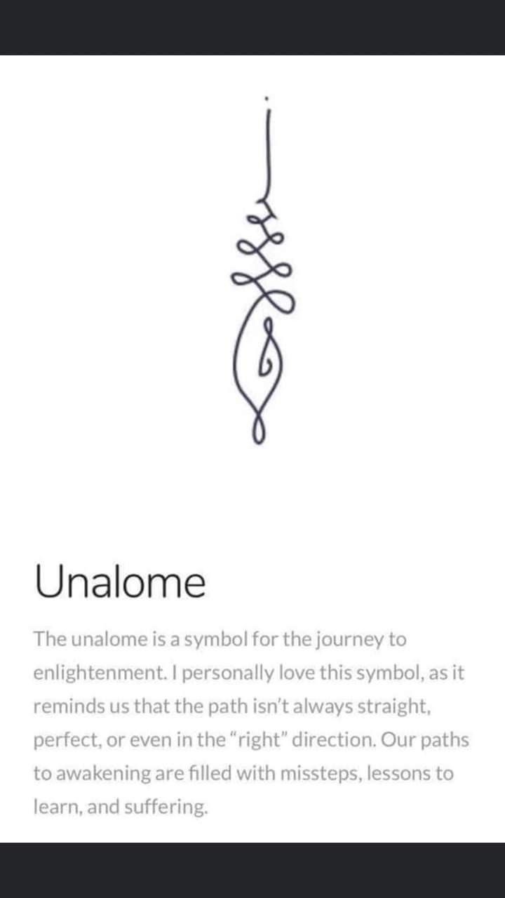 the symbol for unalome is shown in black and white