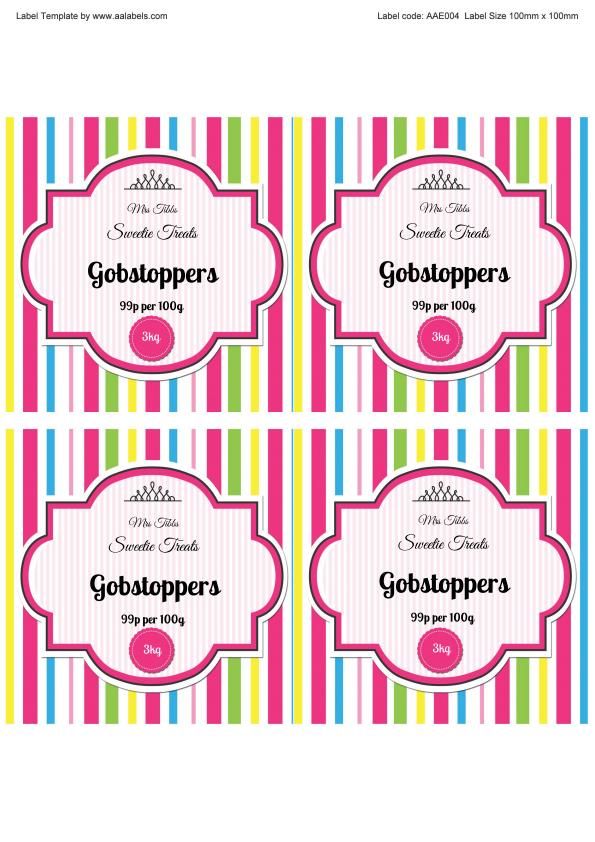 four colorful labels with the words golopoppers in pink, yellow and green