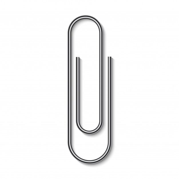 a paper clip with an oval shape on the top, and a long metal loop at the bottom