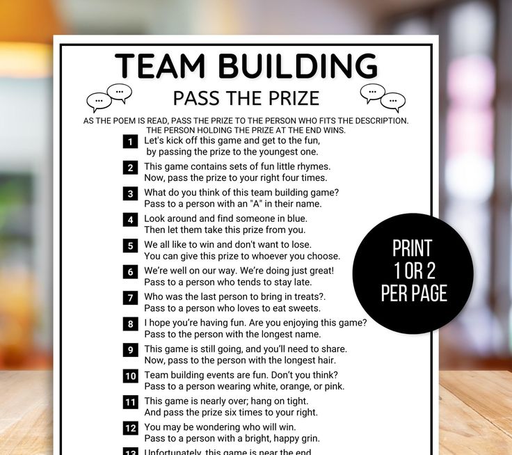 a printable team building pass the prize