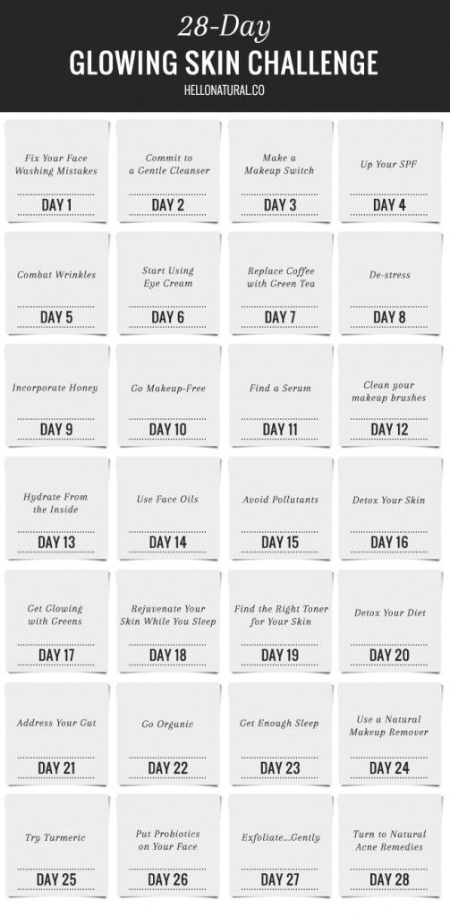 No-Fail Plan: 28-Day Glowing Skin Challenge | http://helloglow.co/no-fail-plan-28-day-glowing-skin-challenge/ Glowing Skin Challenge, Skin Challenge, Eye Wrinkle Cream, Skin Care Routine For 20s, Magnesium Benefits, Day Glow, Glow Skin, Cool Ideas, Skin Issues