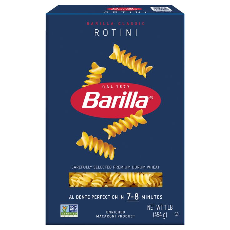 a box of rotini pasta with the word barila written in italian on it