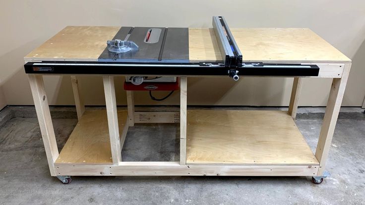 a workbench that has some tools on top of it and is being worked on