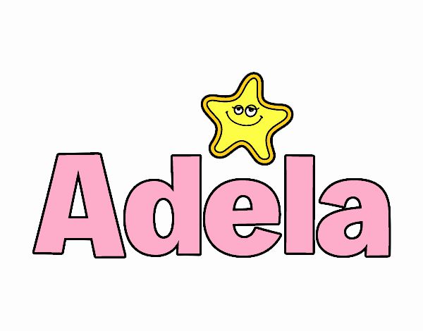 the word adela written in pink and yellow with a star on it's side