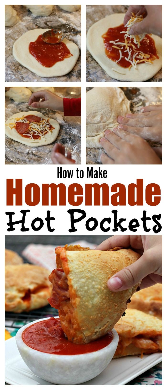 how to make homemade hot pockets with pizza dough and marinara sauce in the middle