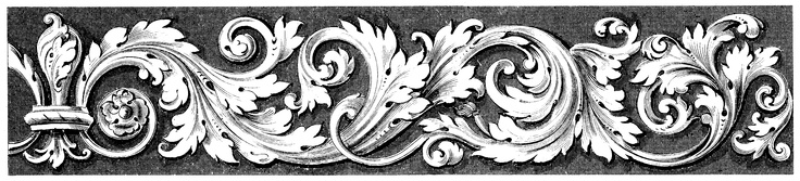 an ornate design in black and white, with swirls on the top of it