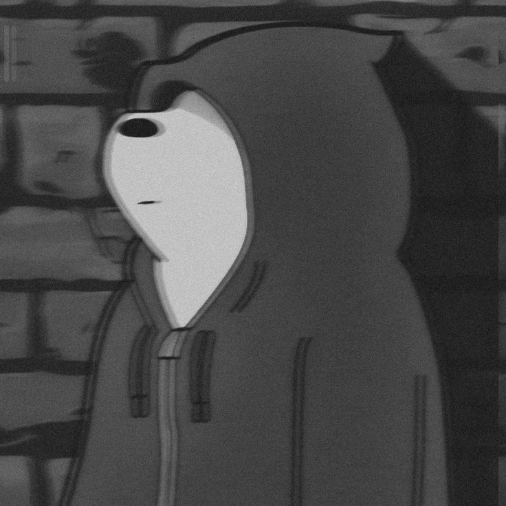 a cartoon character wearing a hoodie standing in front of a brick wall with his eyes closed