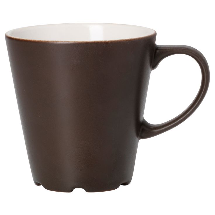 a brown and white coffee cup on a white background