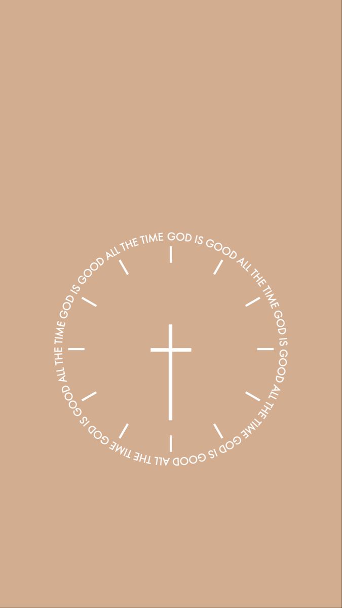 a clock with the words good times in white on a brown background, and an image of a cross above it